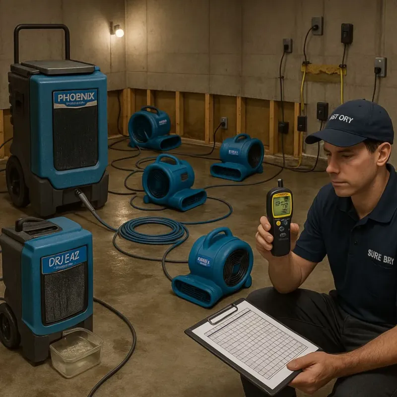 Structural Drying and Dehumidification process in Emerson Hill, NY